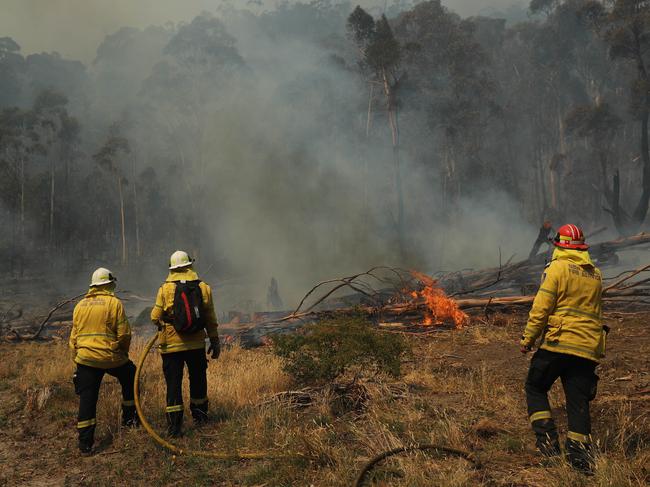 RFS crews battled fore more than three hours to stop the blaze from reaching homes. Picture: Tim Hunter.