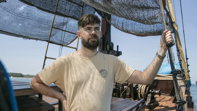 Brendan Nuir on board his Phinisi transport vessel, Embaku. Picture: Johannes P. Christo