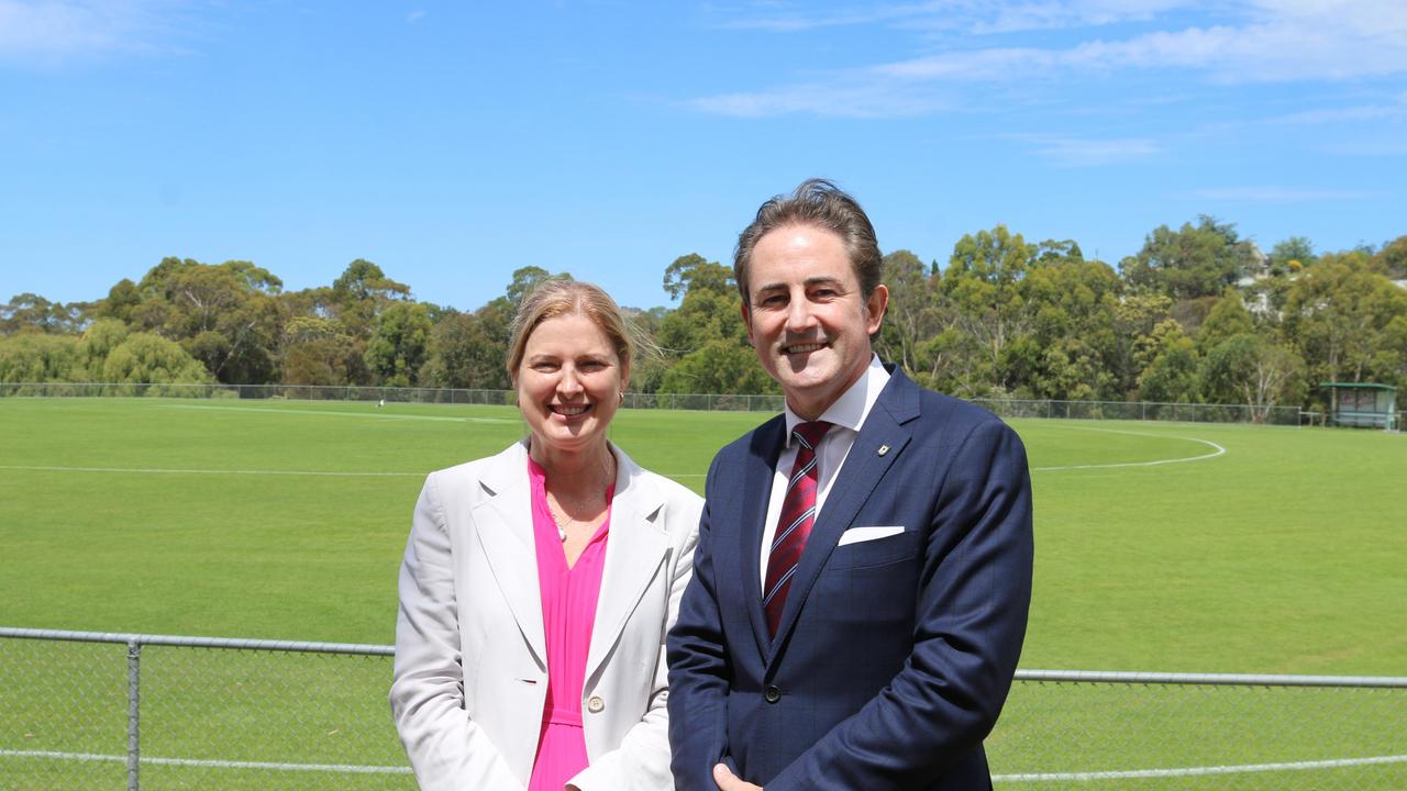 Federal Labor minister Julie Collins and Clarence City Council Mayor Brendan Blomeley at Clarendon Vale Oval. Picture: Elise Kaine