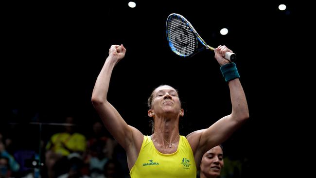 Donna Urquhart of Australia during singles action last week. Photo: AAP