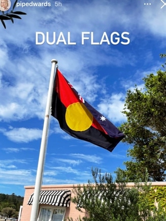 Pip Edwards said Australia Day should not be celebrated before attending a celebration with friends where the Aboriginal flag was flown upside down. She later apologised. Picture: Instagram