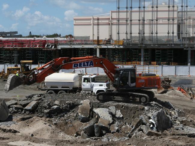 Construction continues on the re-development of the Pacific Fair Shopping Centre in Broadbeach. Picture by Scott Fletcher