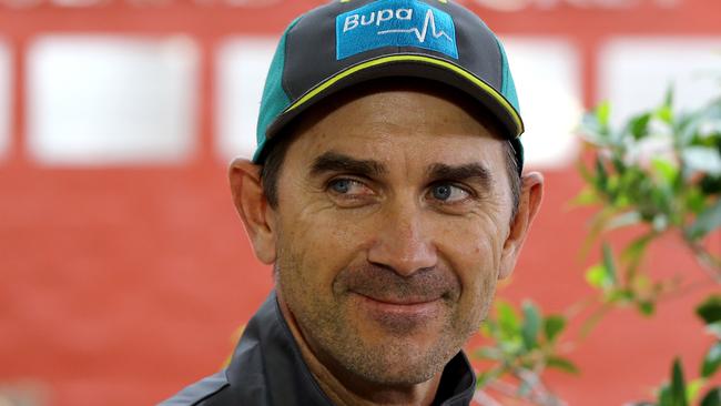 New Australian cricket coach Justin Langer at Allan Border Field in Brisbane on Saturday.