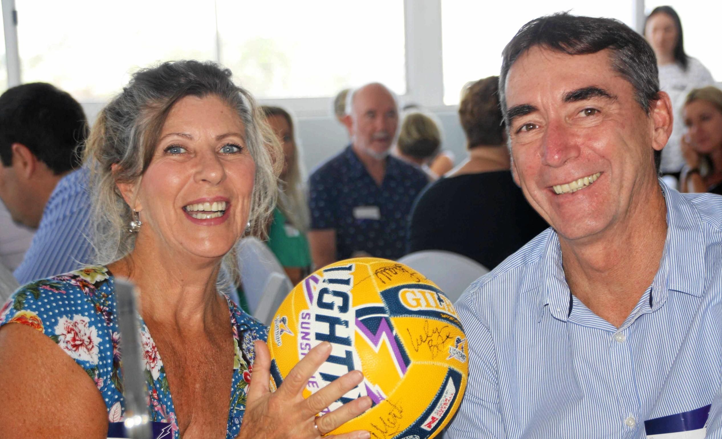 Ray White's ?Mandy Sullivan and Brett Graham at the Sunshine Coast Lightning lunch at Maroochy Surf Club hosted by Maroochydore Chamber of Commerce. Picture: Erle Levey