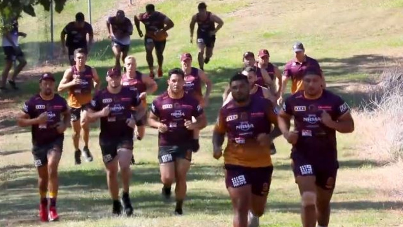 Broncos players during the infamous gap run.