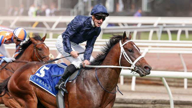 Switzerland ridden by James McDonald wins the Coolmore Stud Stakes at Flemington Racecourse on November 02, 2024 in Flemington, Australia. (Photo by Morgan Hancock/Racing Photos via Getty Images)