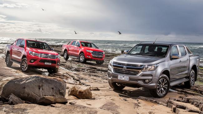 Photos of the 2016 Ford Ranger, 2016 Holden Colorado and 2016 Toyota HiLux for ute comparison. Shots taken by Thomas Wielecki