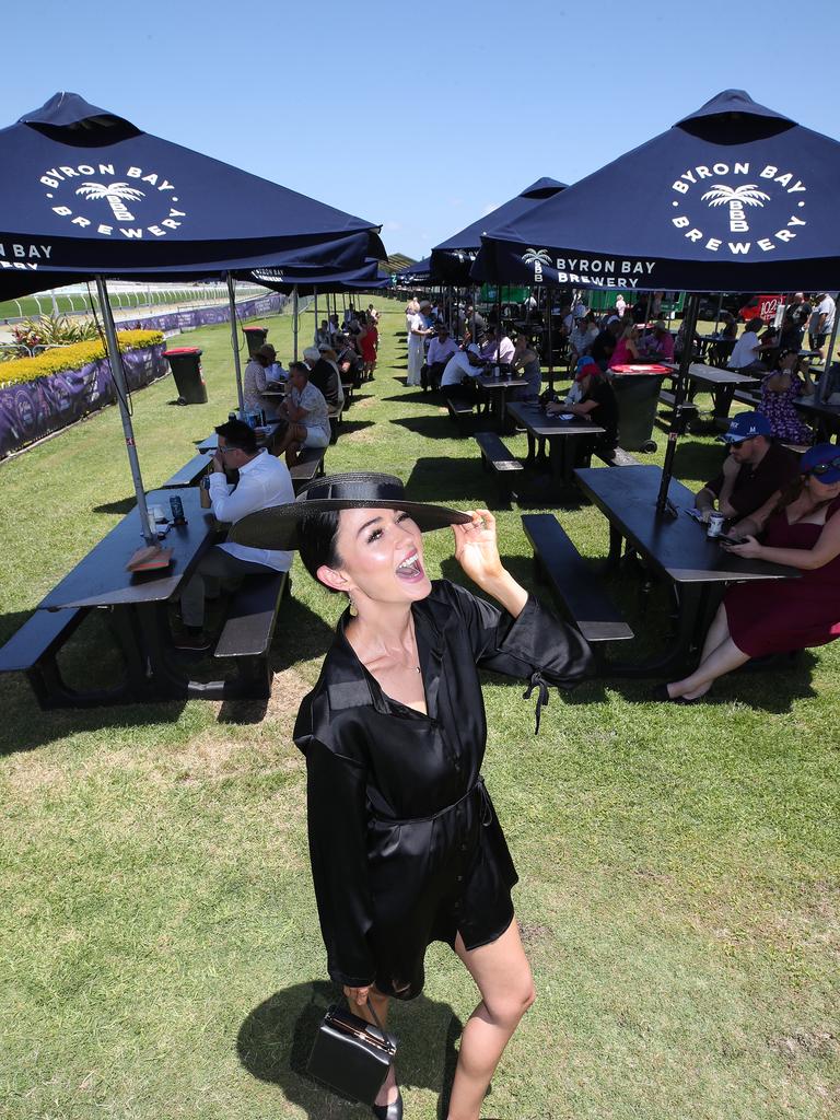 Annalisse Sampson of Brisbane loving the weather. Picture Glenn Hampson