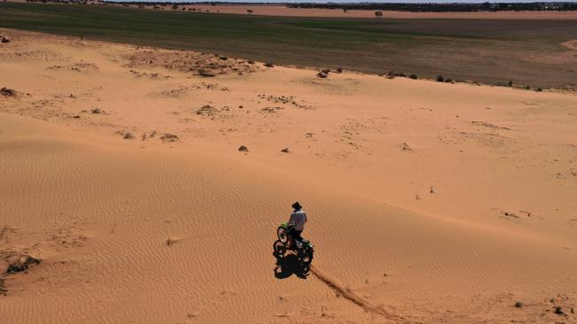 Sand hills, patterned by wind, are new additions to the farming landscape. Picture: Alex Coppel