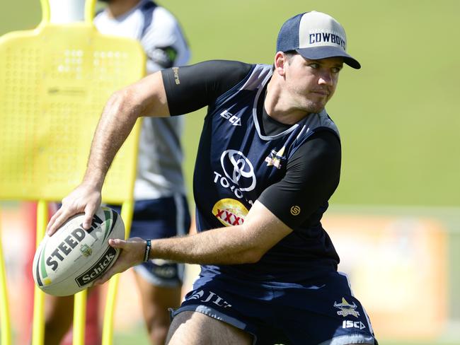 NQ Cowboy's Lachlan Coote training at 1300SMILES Stadium ahead of their match against the Sharks. Picture: Wesley Monts