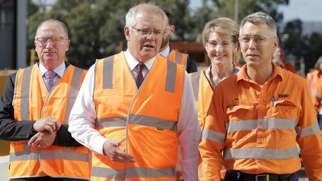 Scott Morrison visiting BHP FutureFit Academy at Welshpool in Perth on Wednesday. .Picture: NCA NewsWire /Philip Gostelow