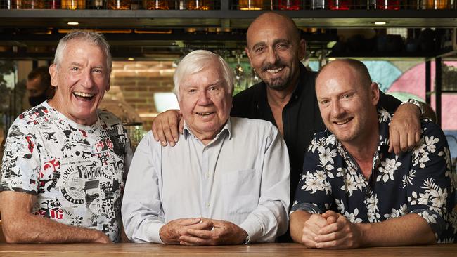 Frank Sebastyan, Rex Leverington, Luigi Di Costanzo and Andrew Hill at Luigi’s in Adelaide. Picture: Matt Loxton