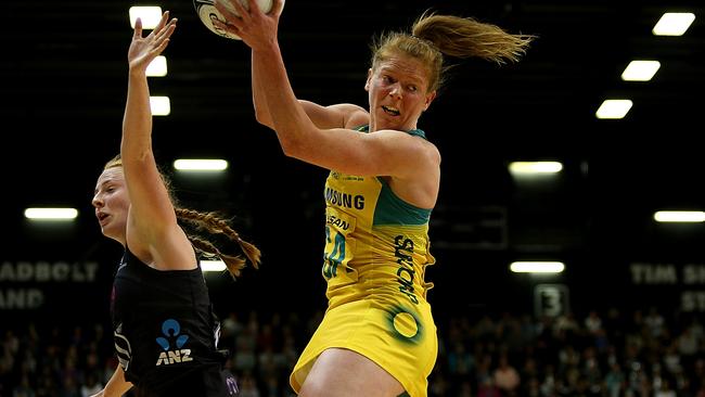 Tegan Philip intercepts the ball during Australia’s costly loss to New Zealand.