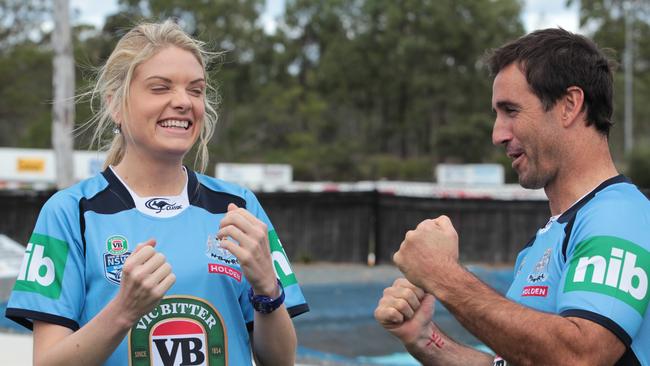 Molan and Johns filming a bungy stunt at Kingston Park Raceway in 2014. Picture: Tim Marsden