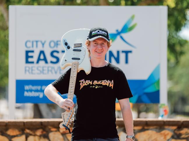 Kyle Maher is a 20 year old busker who is part of Darwin's new 'Busk a move' program at East Point. Pic Glenn Campbell