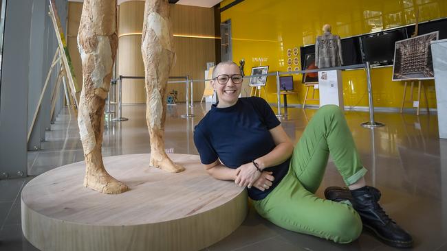 Blackwood artist OAKEY, winner of The Advertiser Contemporary Art Award, with her work titled Portal. Picture: RoyVPhotography