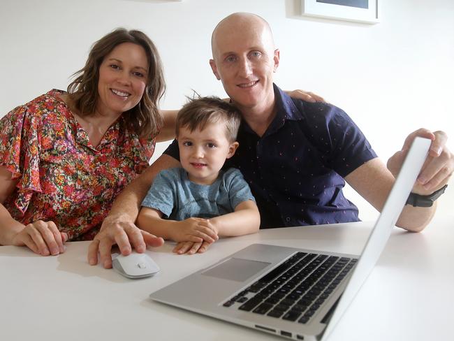 Chris Appleford and his wife Sarah with son Jock, 3. Picture: Yuri Kouzmin