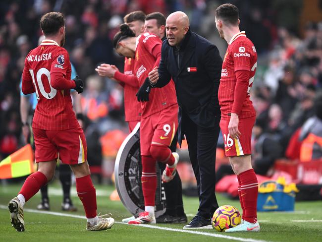 Arne Slot has Liverpool seven points clear in the title race. Picture: Stu Forster/Getty Images