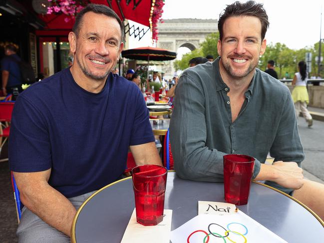 Matty Johns and James Magnussen reflect on Australia’s day one in Paris. Picture: Adam Head