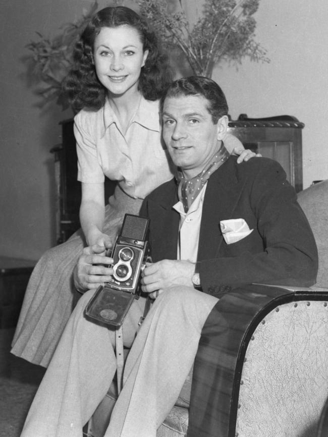 Vivien Leigh and Laurence Olivier in Brisbane in 1947. Picture: The Courier-Mail Photo Archive