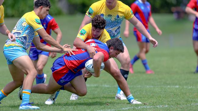 Flynn Mitchell in action for the Newcastle-Maitland Region Knights against the Northern Rivers Titans during round one of the Laurie Daley Cup. Picture: DC Sports Photography.