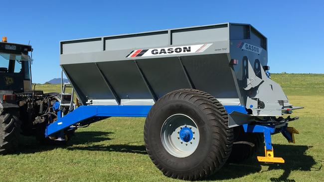 Loads of extras: The Gason 12.8-tonne spreader comes with many options.