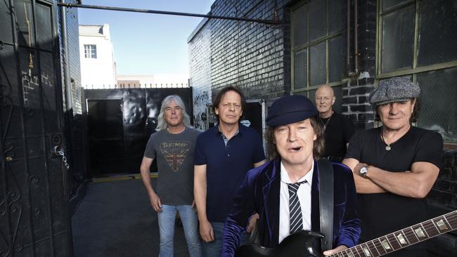 AC/DC, from left, Cliff Williams, Chris Slade, Angus Young, Stevie Young and Brian Johnson. Picture: Josh Cheuse