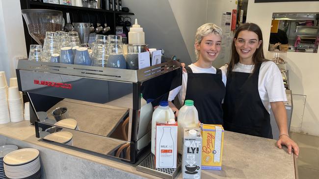 Kupid Espresso manager Lara Norton, left, with part-time barista Issy Binsted at the cafe in Kew. Photo: Petra Oates.