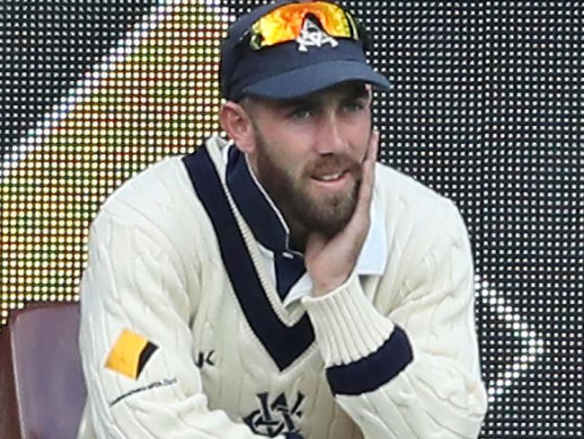 MELBOURNE, AUSTRALIA - OCTOBER 25: Glenn Maxwell of Victoria sits on the sideline after being named 12th man during day one of the Sheffield Shield match between Victoria and Tasmania at the Melbourne Cricket Ground on October 25, 2016 in Melbourne, Australia. (Photo by Scott Barbour/Getty Images)