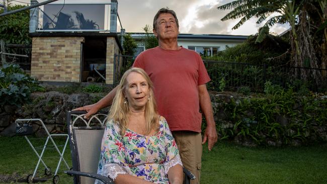 Debbie Hall, Bronwyn’s friend and immediate neighbour in Sandstone Crescent, and her partner Murray Nolan. Picture: Liam Mendes/The Australian