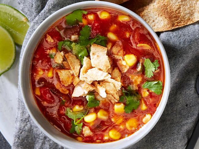 Tortilla soup with black beans. Picture: Supplied