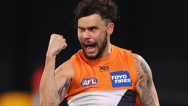 AFL Round 17. 12/09/2020. GWS Giants vs Melbourne at the Gabba, Brisbane..   Zac Williams of the Giants celebrates his goal in the second quarter     . Pic: Michael Klein