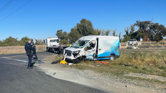 A 19-year-old Queensland male died after the van he was driving collided with a car in Girgarre, west of Shepparton, in May 2023. Picture: Jack Colantuono