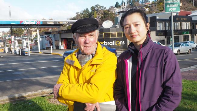 Heritage Not high-rise co-ordinator Jim Collier and Golden Brumby restaurant owner Susie Cai, who will appeal against the proposed hotel. Picture: CHRISTOPHER TESTA