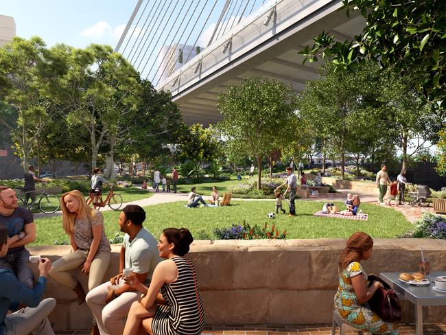 Park at Bank Street - View from the new cafe towards new Sydney Fish Market.