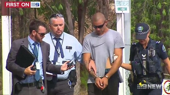 Antoni James Baressi (pictured middle right) has been declared a High Risk Offender after stabbing a French tourist to the neck. Picture: Nine News