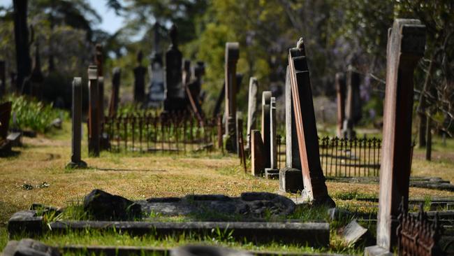 Early headstones at Rookwood Cemetery. Picture: AAP Image/Joel Carrett