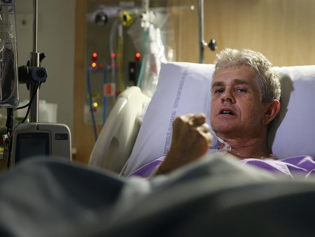 Shark attack victim Craig Ison in Gold Coast University Hospital / Picture: Dylan Robinson