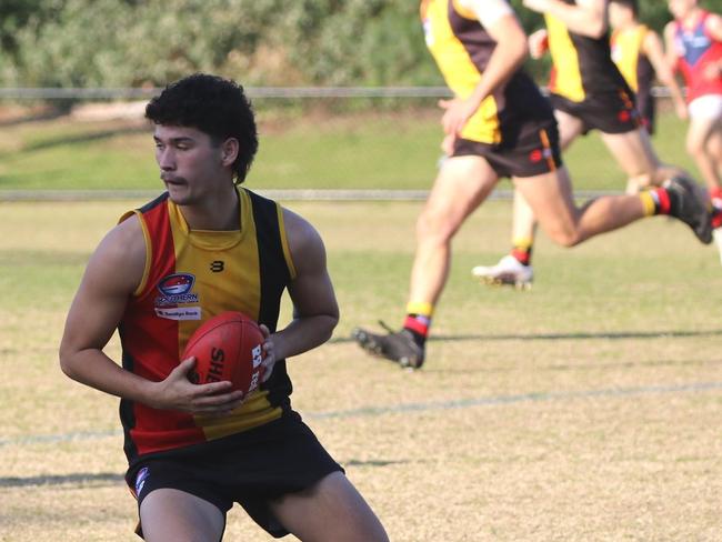 Declan McComb takes ahold of the footy. Picture: Andrew Keech