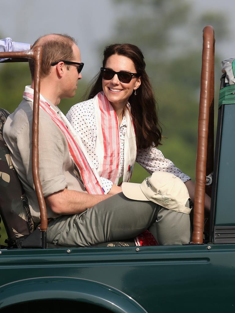 Catherine, Duchess of Cambridge and Prince William, Duke of Cambridge prepare to leave on a safari in Kaziranga National Park on day 4 of the royal visit to India and Bhutan on April 13, 2016 in Kaziranga, India. Picture: Getty