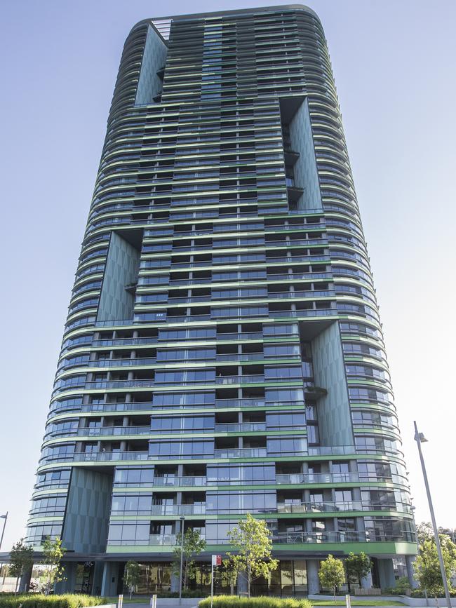 The Opal Tower building was one of the first unit blocks to be evacuated after cracks appeared. Picture: Dylan Robinson