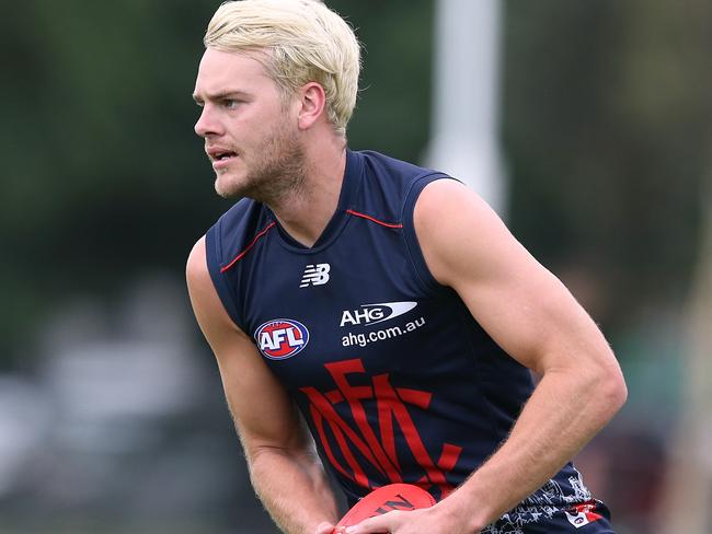 Jack Watts shows off his new blond hairdo. Picture: Wayne Ludbey