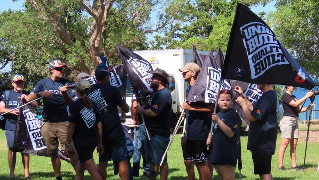 Australian Manufacturing Workers' Union members at the Union’s May Day March in Darwin in 2023. Picture: Annabel Bowles