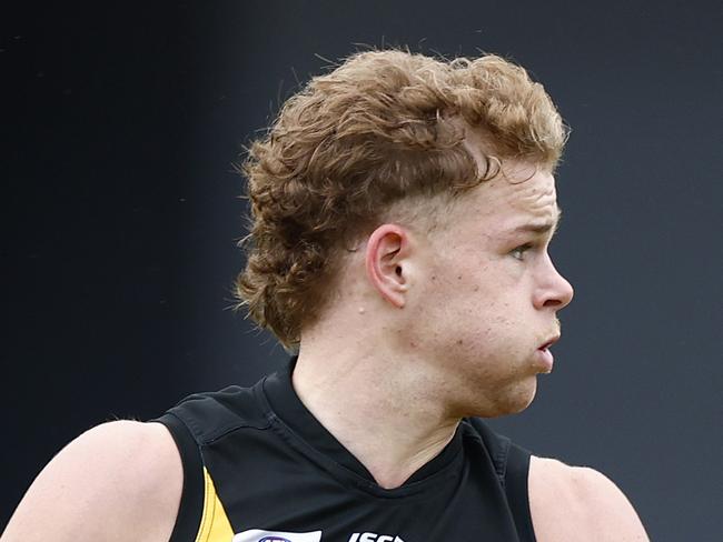 MELBOURNE, AUSTRALIA - MAY 07: Charlie Ham of Werribee runs with the ball during the round seven VFL match between Werribee and Sydney Swans at Avalon Airport Oval on May 07, 2022 in Melbourne, Australia. (Photo by Mike Owen/AFL Photos/via Getty Images )