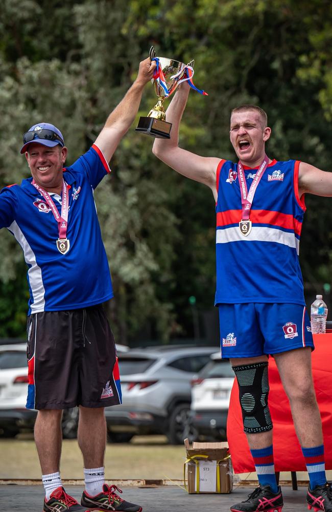 Moranbah Bulldogs vs North Mackay Saints AFL Mackay 2024 grand final at Etwell Park Bakers Creek. Picture: Daniel McLean Photography