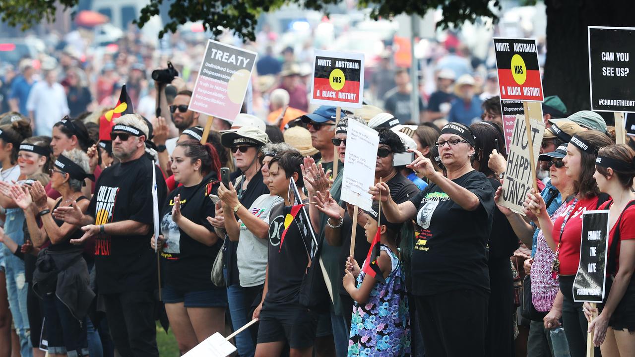 Past Change the Date rally held in Hobart on Australia Day. Picture: Nikki Davis-Jones