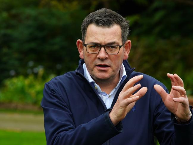 MELBOURNE AUSTRALIA - NewsWire Photos AUGUST 19, 2023:  Premier Daniel Andrews and Treasurer Tim Pallas give a press conference after it is announced that Victoria to pay $380m in Commonwealth Games compensation, Picture: NCA NewsWire / Luis Enrique Ascui