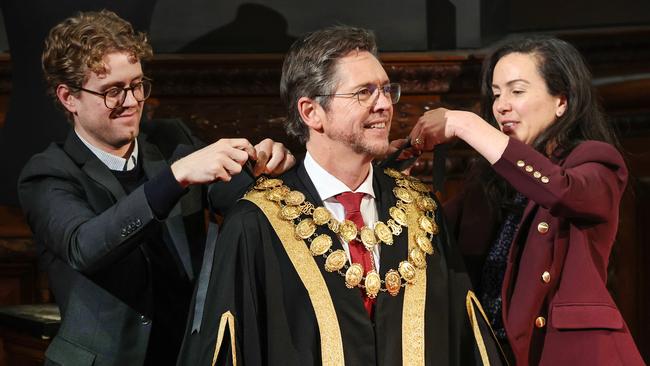 Nicholas Reece was presented with the mayoral chains on Tuesday. Picture: David Caird