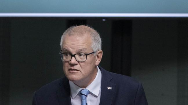 CANBERRA, AUSTRALIA - NewsWire Photos NOVEMBER 30, 2022: Former Prime Minister Scott Morrison facing a censure motion over the secret minister scandal, in Parliament Ãâ¢House in Canberra.Picture: NCA NewsWire / Gary Ramage