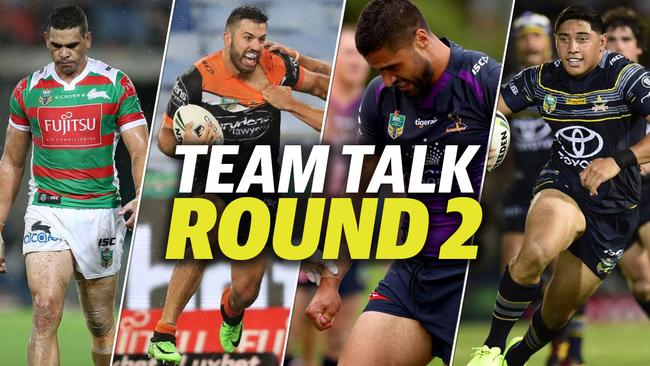 Round 2 NRL teams: Greg Inglis, James Tedesco, Jesse Bromwich, Jason Taumalolo.